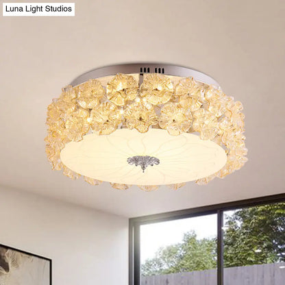 DecorBites™ DecorBites™ Purple/White LED Flush Light Ceiling Lamp with Crystal Flower Accents