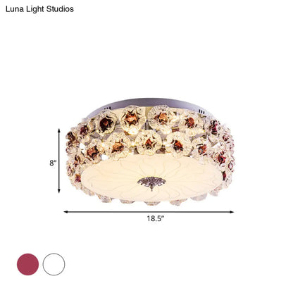 DecorBites™ DecorBites™ Purple/White LED Flush Light Ceiling Lamp with Crystal Flower Accents