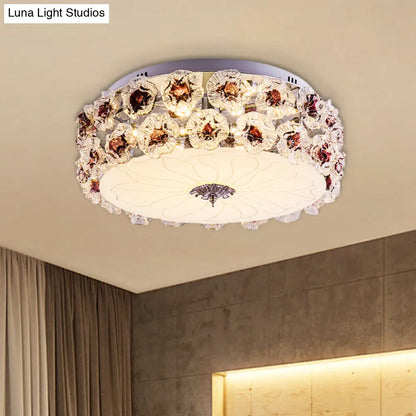 DecorBites™ DecorBites™ Purple/White LED Flush Light Ceiling Lamp with Crystal Flower Accents
