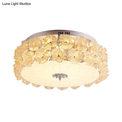 DecorBites™ DecorBites™ Purple/White LED Flush Light Ceiling Lamp with Crystal Flower Accents