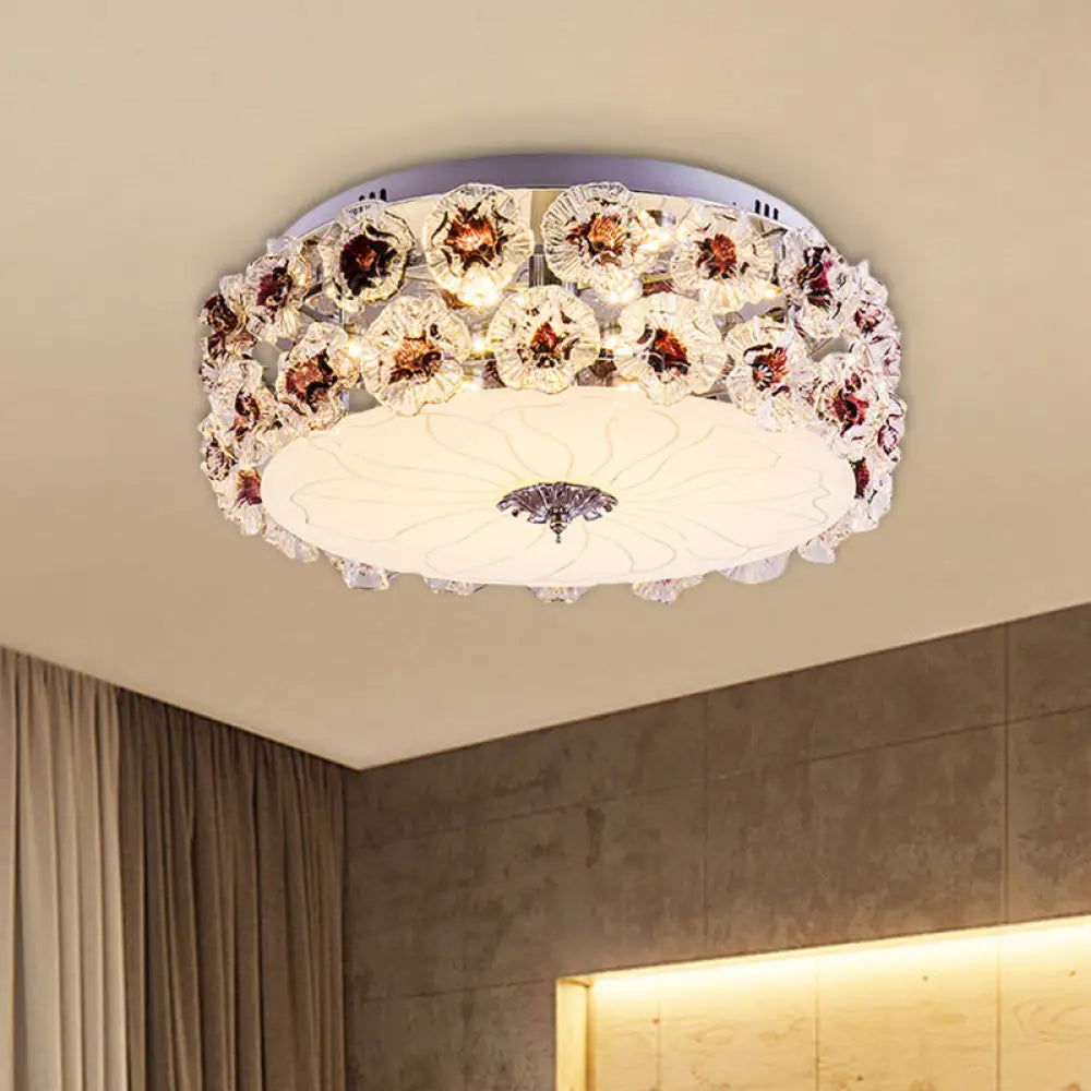 DecorBites™ DecorBites™ Purple/White LED Flush Light Ceiling Lamp with Crystal Flower Accents