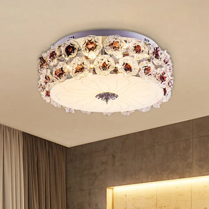 DecorBites™ DecorBites™ Purple/White LED Flush Light Ceiling Lamp with Crystal Flower Accents