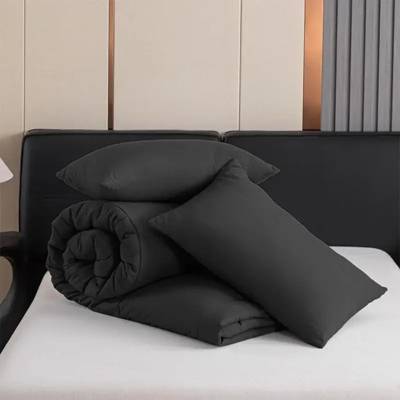 Dark gray quilted comforter and matching pillowcase set from decorbites cozy queen king duvet for bedroom decor
