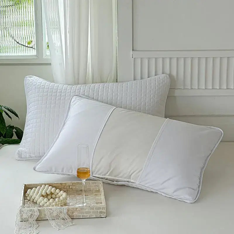 White quilted decorbites cotton pillowcase with subtle diamond pattern and plush texture for bedroom decor