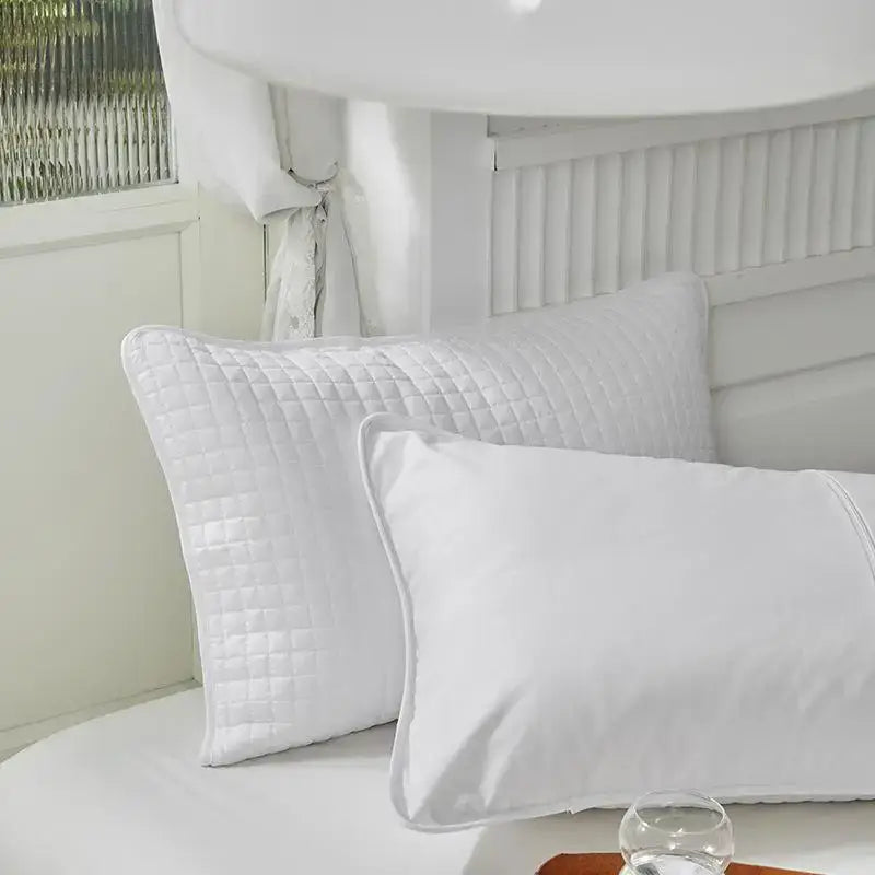 White quilted decorbites cotton pillowcase with diamond pattern and smooth fabric for bedroom decorbites cotton pillowcase