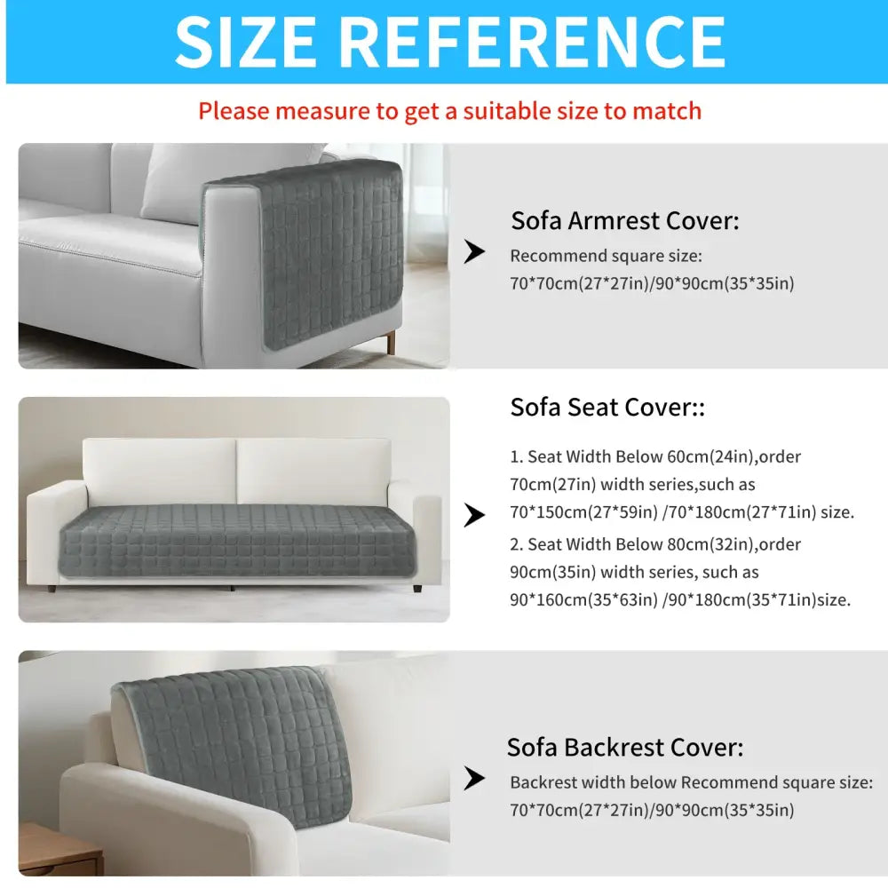 Gray quilted plush non slip sofa armrest cover designed for living room slipcover protection and comfort