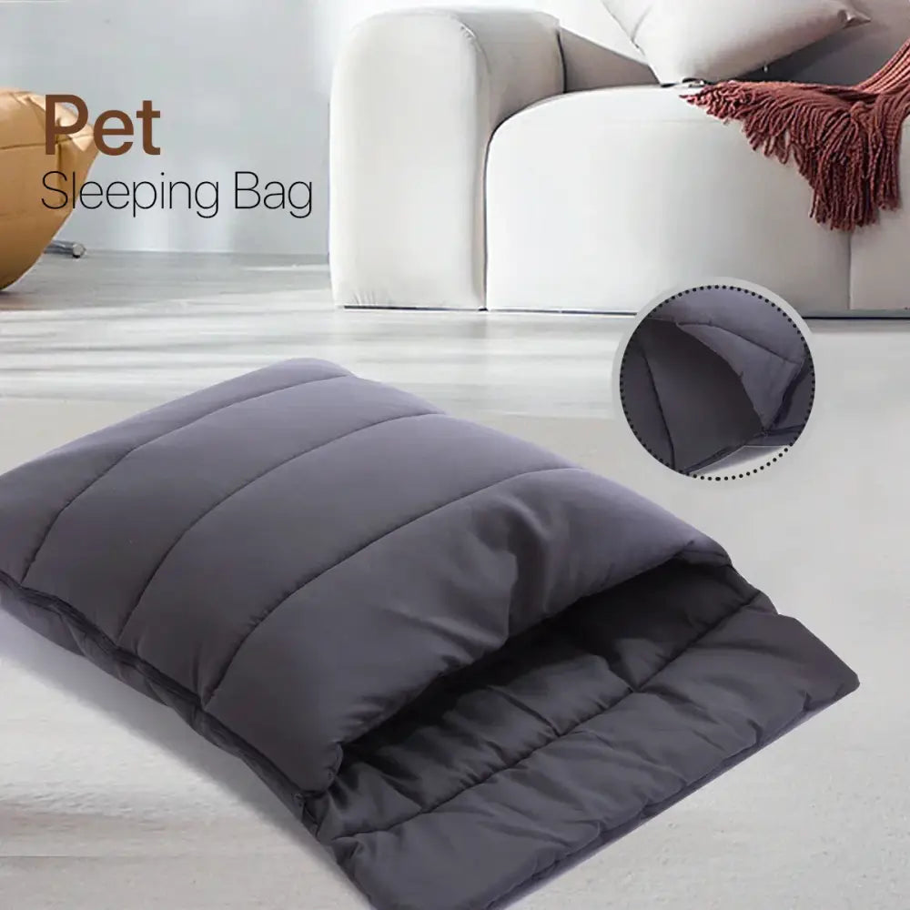 Dark gray quilted soft cat cave bed with cozy tapered design for bedroom use and washable pet hideaway cave bed