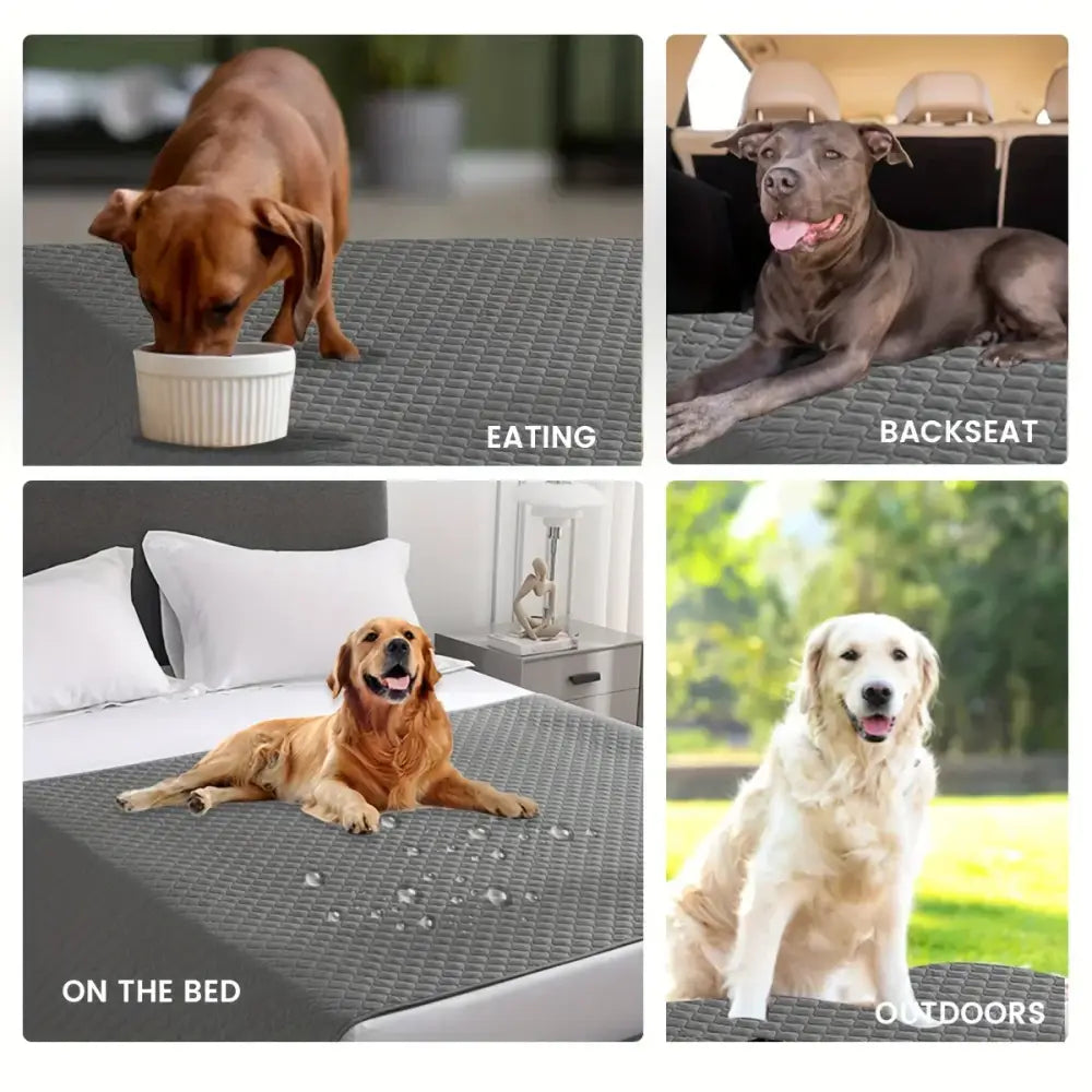 Gray quilted dog bed cover with water-resistant surface and textured pattern for non slip pet bed protection