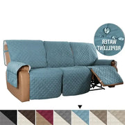 Quilted teal water repellent recliner slipcover with diamond stitching for living room sofa protection