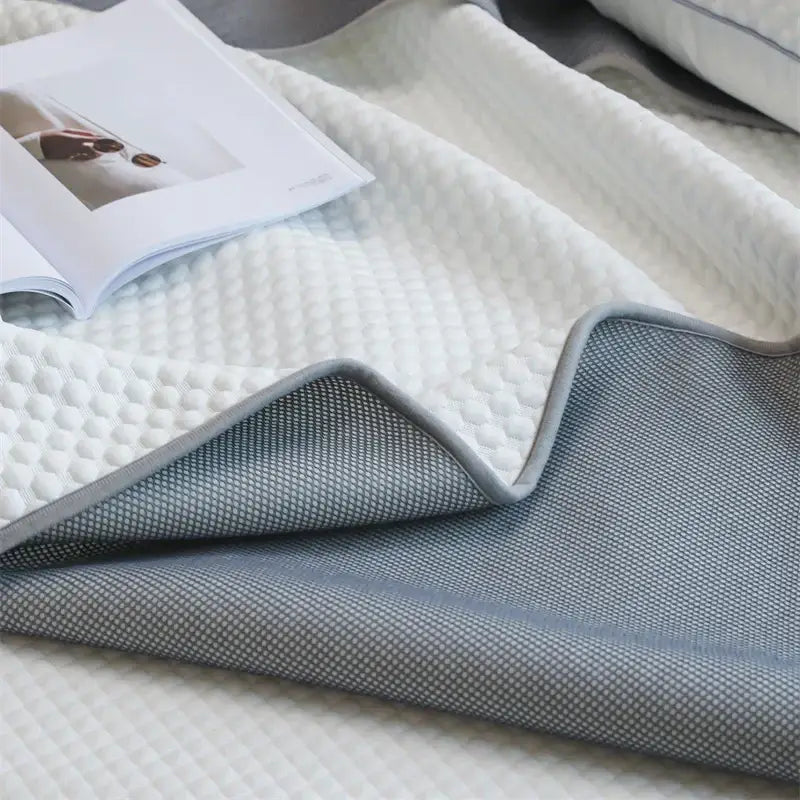 Quilted white and gray cooling mat pillowcase set with soft mesh bottom by decorbites ice bean for bedroom use