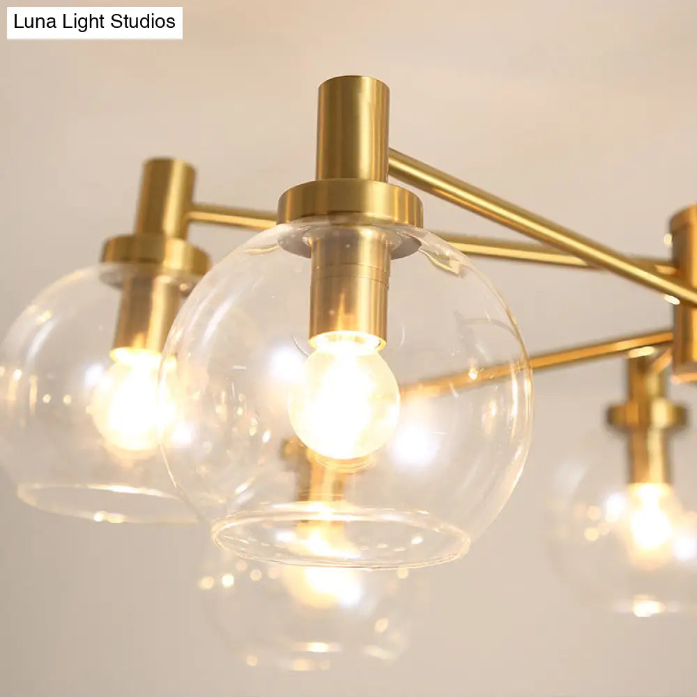 Lámpara de araña radial de cristal transparente dorado - Lámpara colgante posmoderna con 8/12 luces