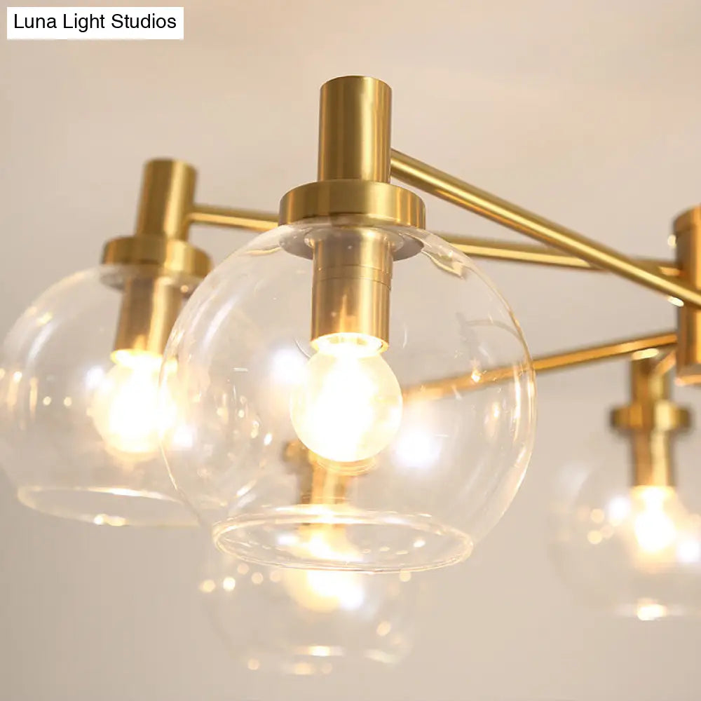 Lámpara de araña radial de cristal transparente dorado - Lámpara colgante posmoderna con 8/12 luces