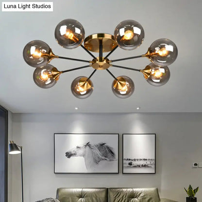 DecorBites™ DecorBites™ Radial Flush Mount Black and Brass Ceiling Light with Glass Ball Shade