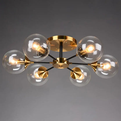 DecorBites™ DecorBites™ Radial Flush Mount Black and Brass Ceiling Light with Glass Ball Shade