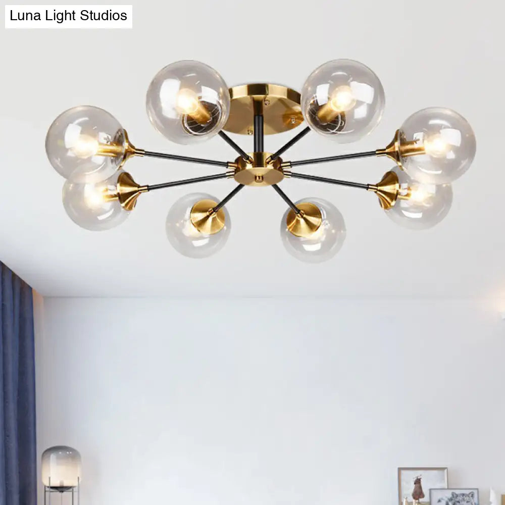 DecorBites™ DecorBites™ Radial Flush Mount Black and Brass Ceiling Light with Glass Ball Shade