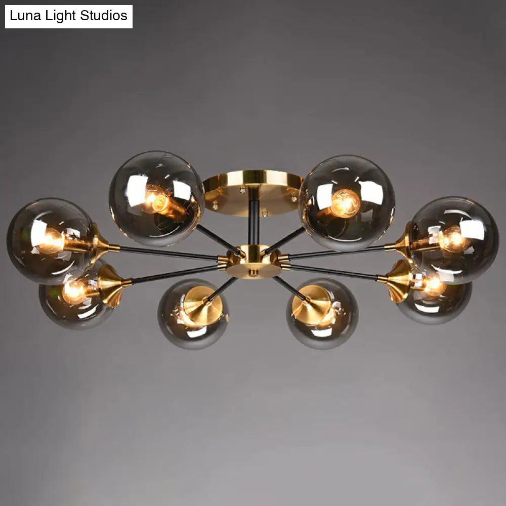 DecorBites™ DecorBites™ Radial Flush Mount Black and Brass Ceiling Light with Glass Ball Shade