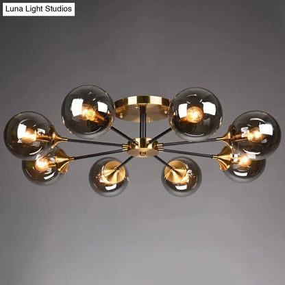 DecorBites™ DecorBites™ Radial Flush Mount Black and Brass Ceiling Light with Glass Ball Shade