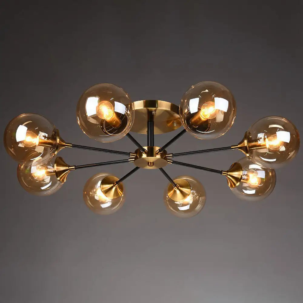 DecorBites™ DecorBites™ Radial Flush Mount Black and Brass Ceiling Light with Glass Ball Shade