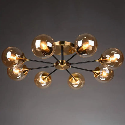 DecorBites™ DecorBites™ Radial Flush Mount Black and Brass Ceiling Light with Glass Ball Shade