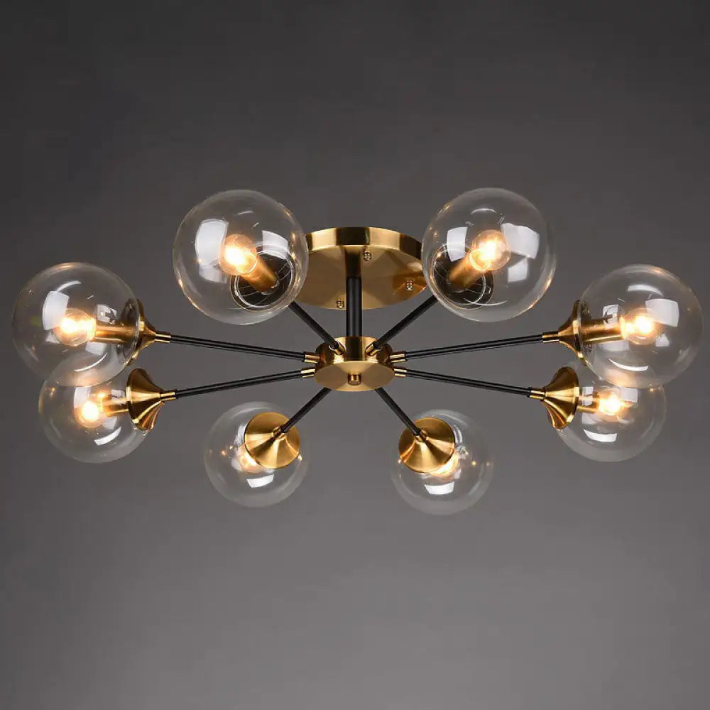 DecorBites™ DecorBites™ Radial Flush Mount Black and Brass Ceiling Light with Glass Ball Shade