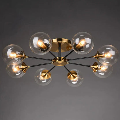 DecorBites™ DecorBites™ Radial Flush Mount Black and Brass Ceiling Light with Glass Ball Shade