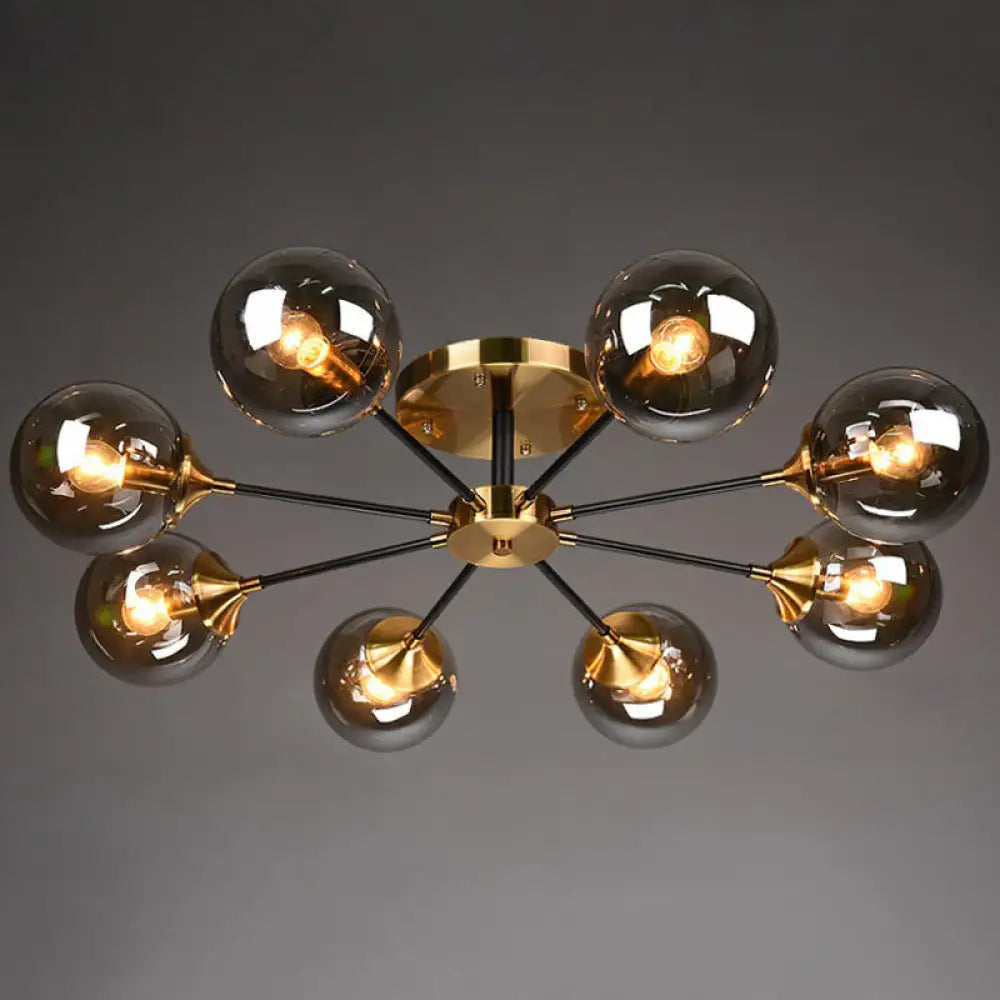 DecorBites™ DecorBites™ Radial Flush Mount Black and Brass Ceiling Light with Glass Ball Shade