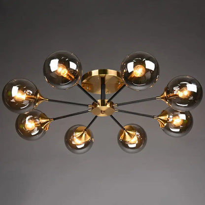 DecorBites™ DecorBites™ Radial Flush Mount Black and Brass Ceiling Light with Glass Ball Shade