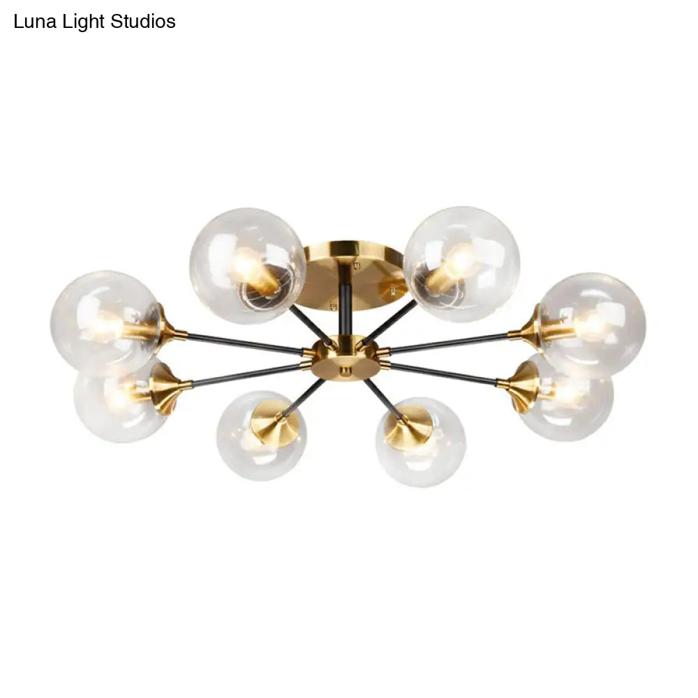 DecorBites™ DecorBites™ Radial Flush Mount Black and Brass Ceiling Light with Glass Ball Shade