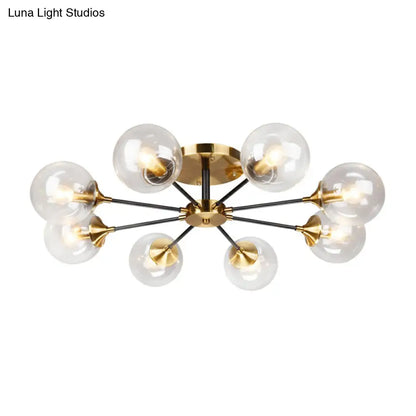 DecorBites™ DecorBites™ Radial Flush Mount Black and Brass Ceiling Light with Glass Ball Shade