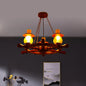 Raegan - Industrial 3 Heads Ceiling Chandelier Industrial Dining Room Wood Pendant Light with Vase Yellow Glass Shade