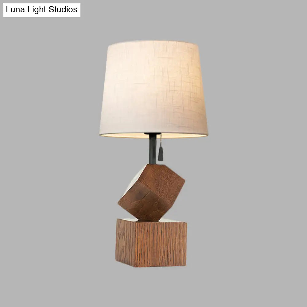 Raelynn - Beige/Brown Barrel Nightstand Lamp