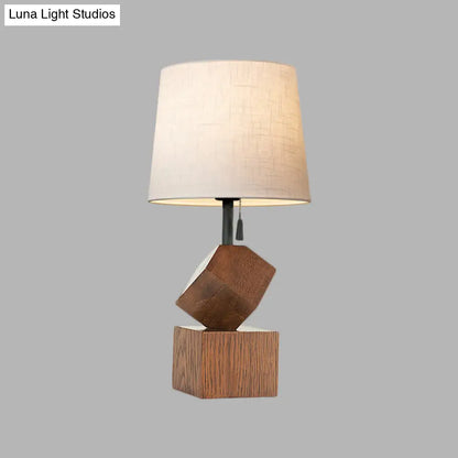 Raelynn - Beige/Brown Barrel Nightstand Lamp