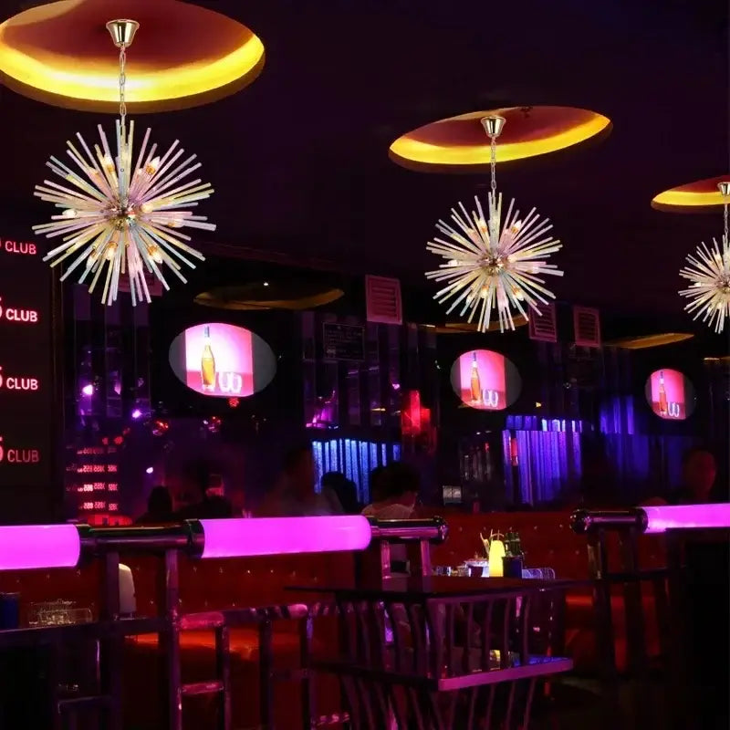 Stunning decorbites dandelion chandelier pendant light with rainbow pastel glass and warm golden centers for bedroom decor