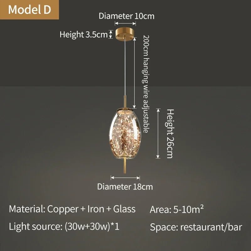 Raindrop Copper Crystal Pendant Light in Gold - Decorbites