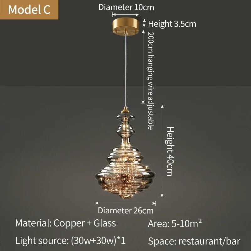 Raindrop Copper Crystal Pendant Light in Gold - Decorbites