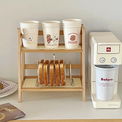 Rattan 2-Tier Desktop Organizer Shelf - 1pc