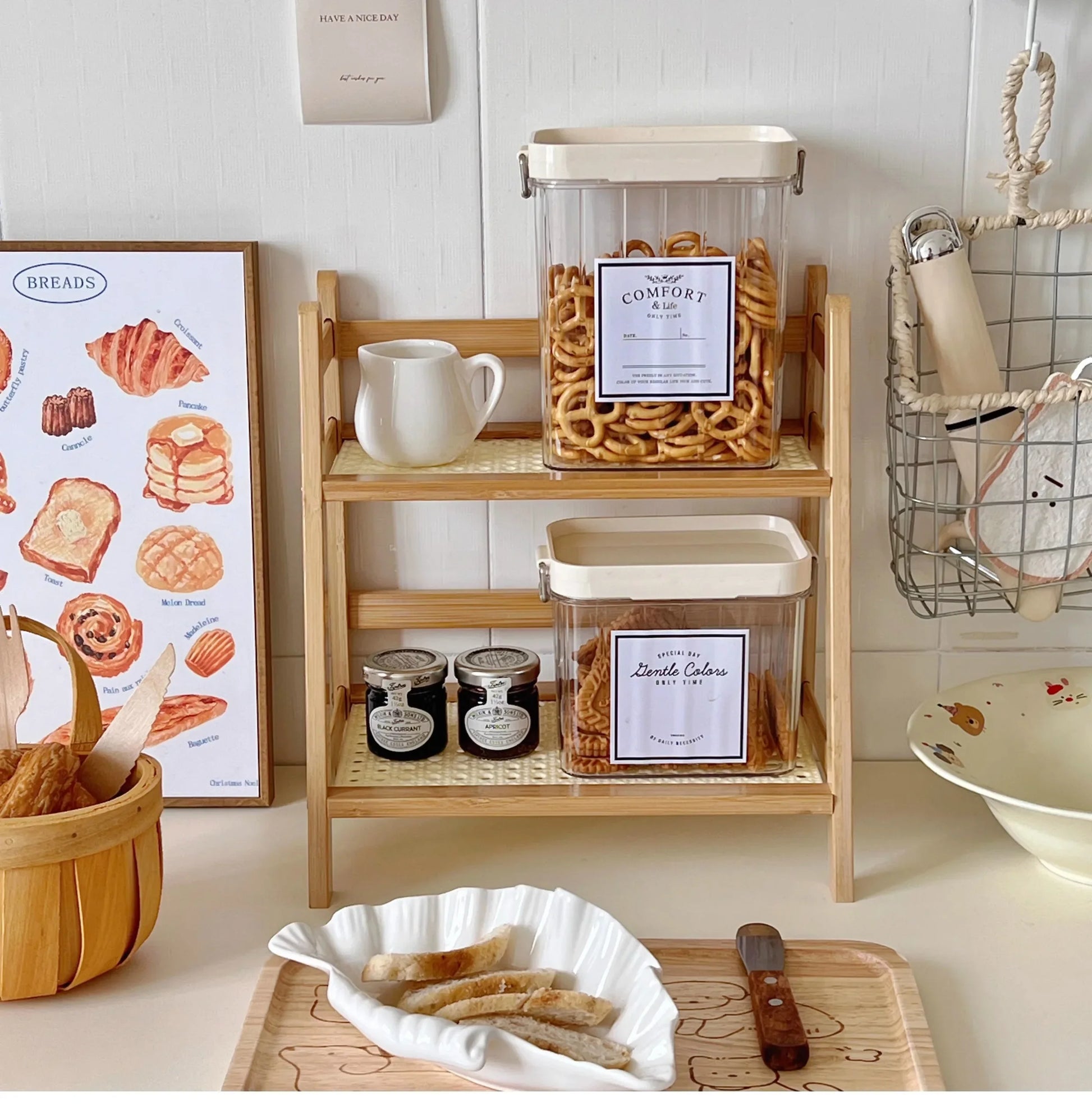 Rattan 2-Tier Desktop Organizer Shelf - 1pc