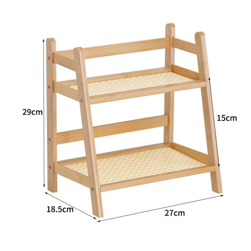 Rattan 2-Tier Desktop Organizer Shelf - 1pc