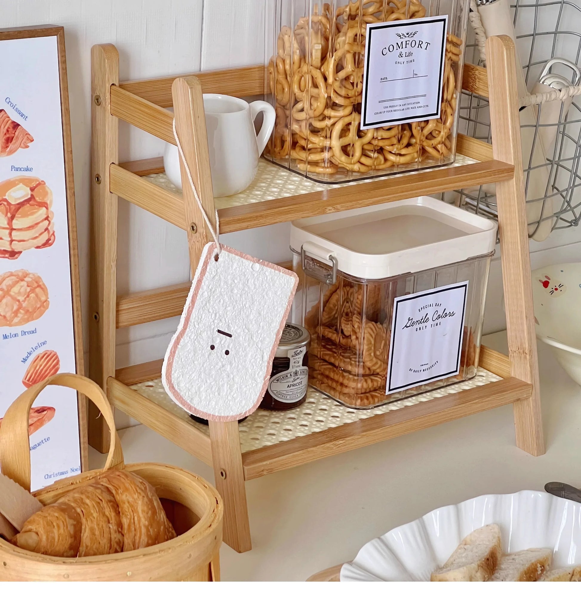 Rattan 2-Tier Desktop Organizer Shelf - 1pc