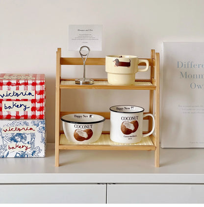 Rattan 2-Tier Desktop Organizer Shelf - 1pc