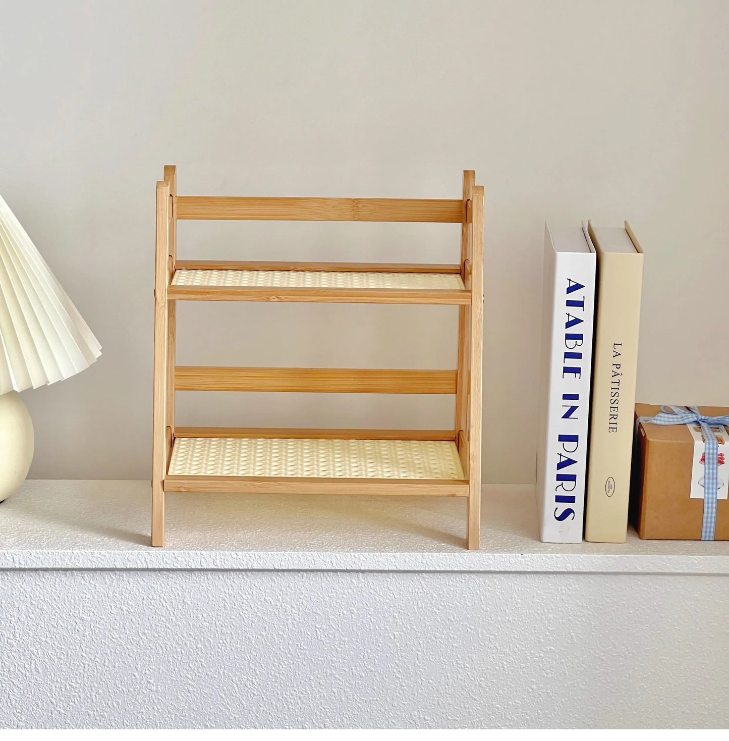 Rattan 2-Tier Desktop Organizer Shelf - 1pc