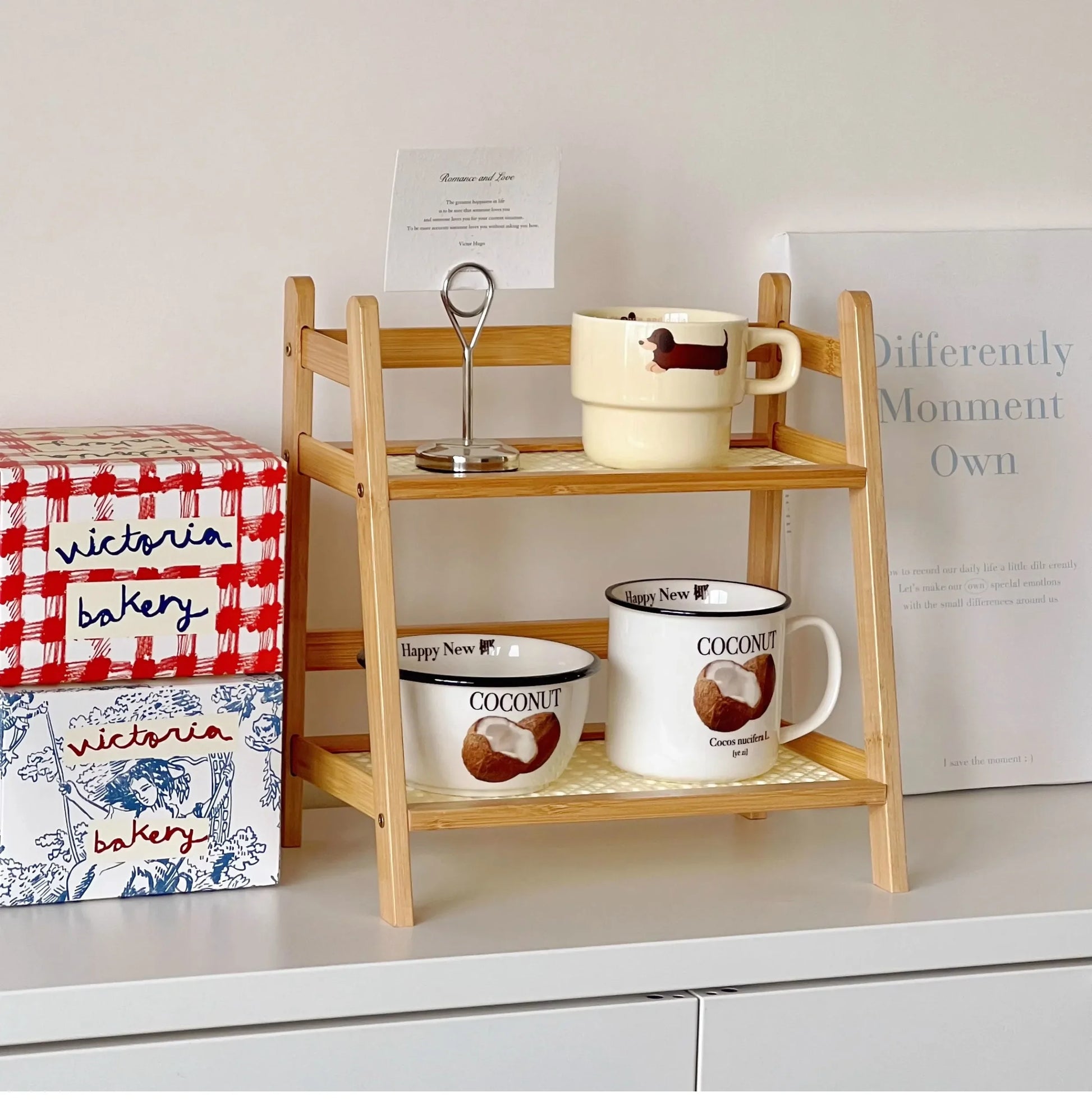 Rattan 2-Tier Desktop Organizer Shelf - 1pc