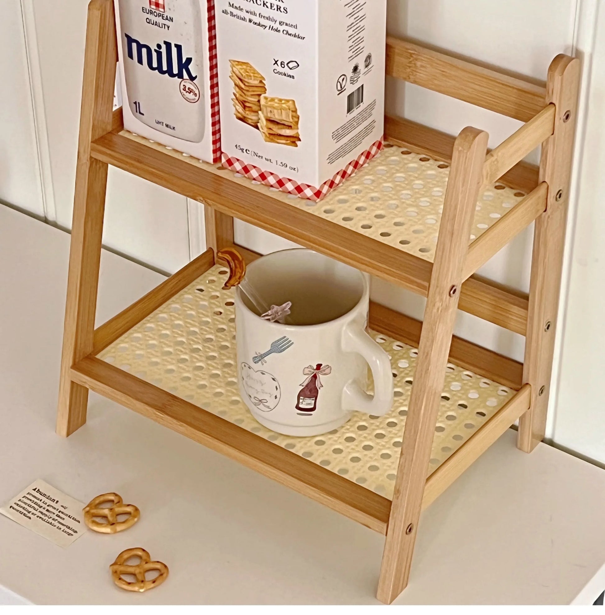 Rattan 2-Tier Desktop Organizer Shelf - 1pc