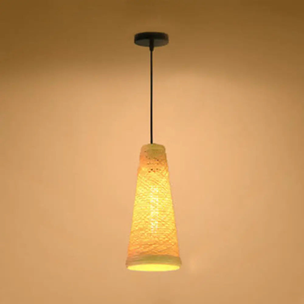 Rattan Handmade Pendant Lamp - Contemporary 1-Light Hanging Lamp in Blue/Brown