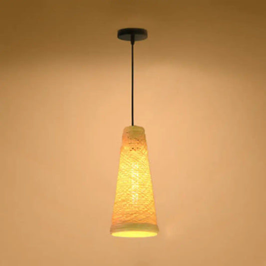 Rattan Handmade Pendant Lamp - Contemporary 1-Light Hanging Lamp in Blue/Brown