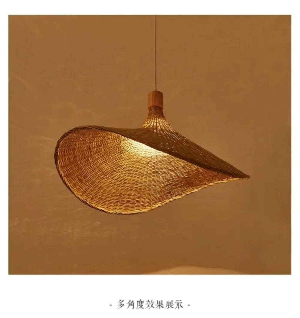 Rattan Pendant Light with Dimmable Bamboo Shade