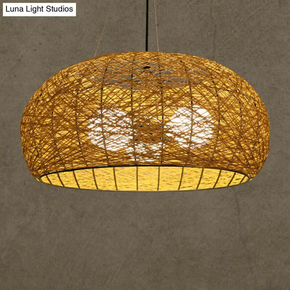 Rattan Tea Room Chandelier: Asian Style Pendant Lighting Fixture