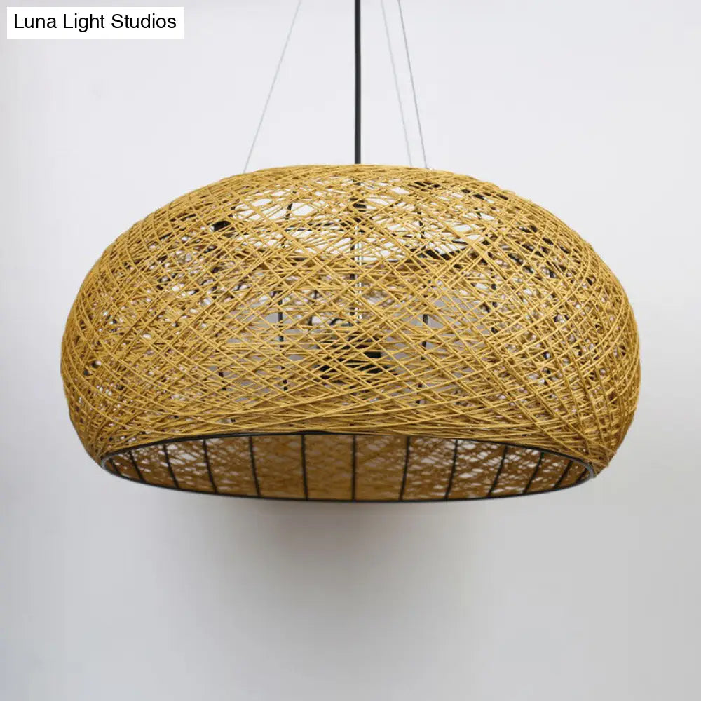 Rattan Tea Room Chandelier: Asian Style Pendant Lighting Fixture