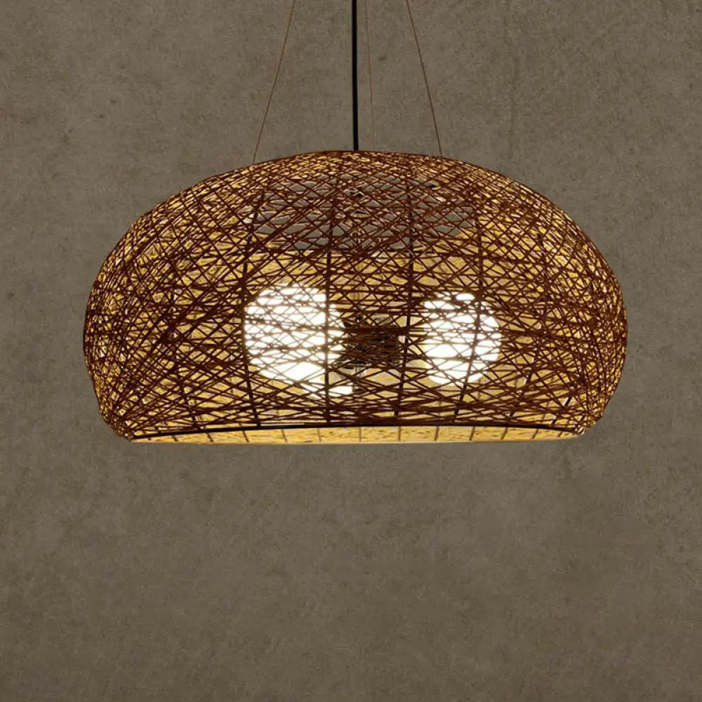 Rattan Tea Room Chandelier: Asian Style Pendant Lighting Fixture