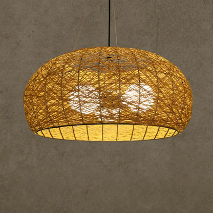 Rattan Tea Room Chandelier: Asian Style Pendant Lighting Fixture